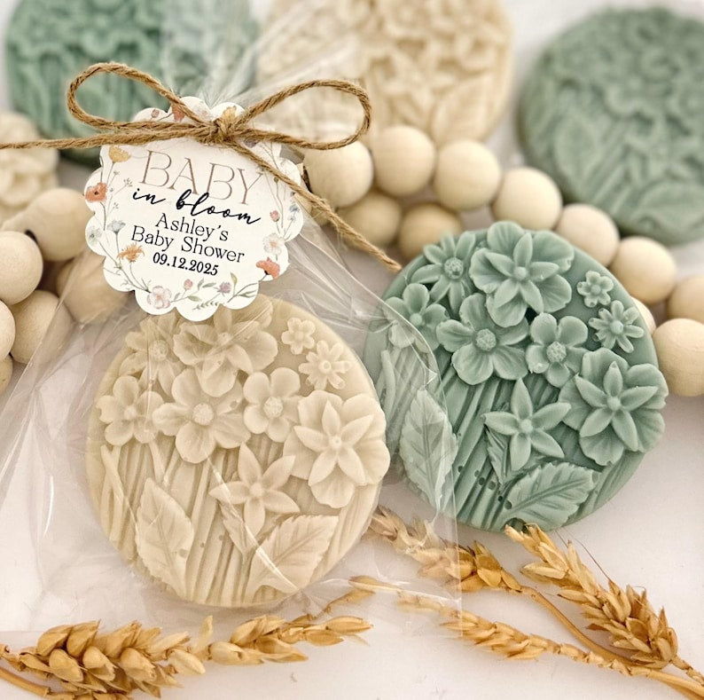 Wildflower Soap Favors - Sage Green Baby in Bloom Shower Girl Boy Neutral, Bridal Love Flower Party, Decor Garden Bulk Thank You Guest Gifts